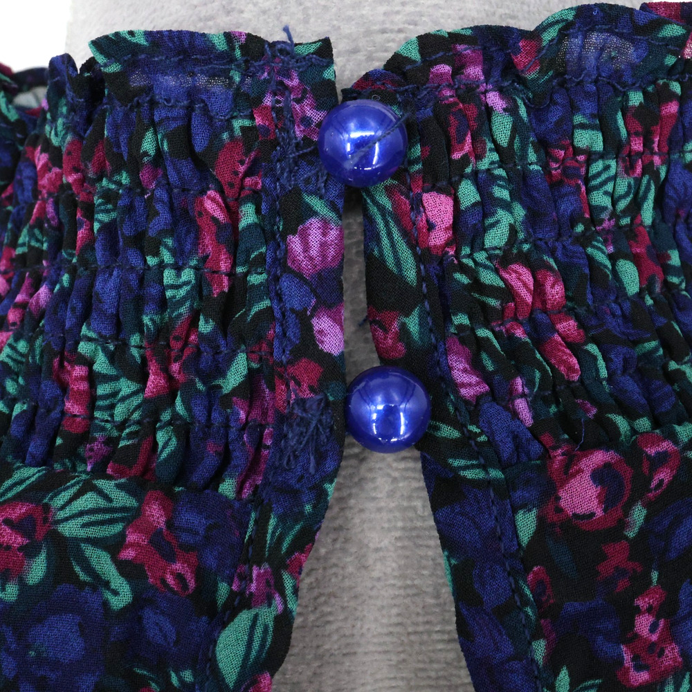 Lulus Dress Womens Large Navy Blue Evalina Floral Chiffon Ruffles Smocked Maxi - Picture 11 of 16